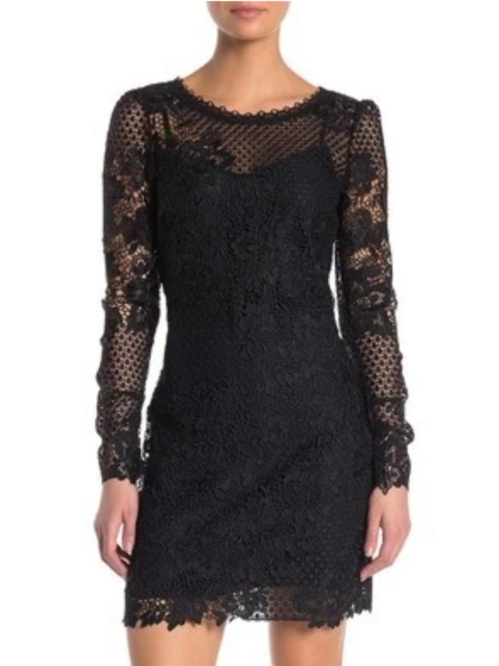 Joie Hemera Embroidered Lace Mini Dress in Black - size  12 #D2817 NWT